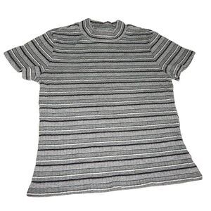 ANXIETY women's medium 90's vintage striped acrylic short sleeve blouse